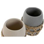 Toothbrush Holder Home ESPRIT Grey Cream Dolomite 9 x 9 x 10,5 cm (2 Units) - Image 2