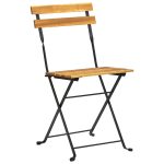 NNEVL Folding Garden Chairs 2 pcs Steel and Solid Acacia Wood - Image 3