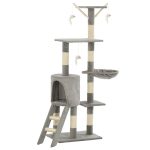 NNEVL Cat Tree with Sisal Scratching Posts 138 cm Grey - Image 2