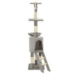 NNEVL Cat Tree with Sisal Scratching Posts 138 cm Grey - Image 4