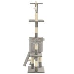 NNEVL Cat Tree with Sisal Scratching Posts 138 cm Grey - Image 5