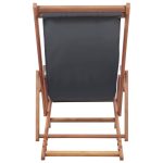 NNEVL Folding Beach Chair Fabric and Wooden Frame Grey - Image 3