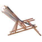 NNEVL Folding Beach Chair Fabric and Wooden Frame Grey - Image 5