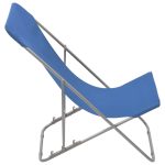 NNEVL Folding Beach Chairs 2 pcs Steel and Oxford Fabric Blue - Image 4