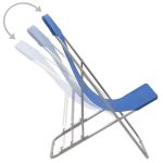 NNEVL Folding Beach Chairs 2 pcs Steel and Oxford Fabric Blue - Image 5
