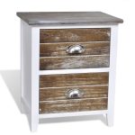 NNEVL Nightstand 2 pcs with 2 Drawers Brown and White - Image 4