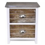 NNEVL Nightstand 2 pcs with 2 Drawers Brown and White - Image 5