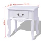NNEVL Bedside Cabinet MDF White - Image 3