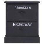 NNEVL Nightstand Black 38x28x45 cm Paulownia Wood - Image 2