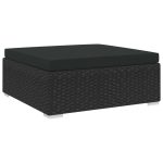 NNEVL Sectional Footrest 1 pc with Cushion Poly Rattan Black