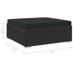 NNEVL Sectional Footrest 1 pc with Cushion Poly Rattan Black - Image 3