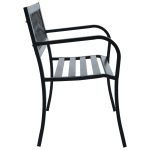 NNEVL Garden Bench 125 cm Black Steel - Image 3