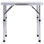 NNEVL Folding Camping Table White Aluminium 60x45 cm - Image 2