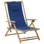 NNEVL Reclining Relaxing Chair Navy Blue Bamboo and Fabric