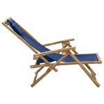 NNEVL Reclining Relaxing Chair Navy Blue Bamboo and Fabric - Image 4
