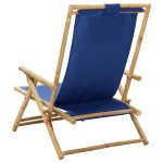 NNEVL Reclining Relaxing Chair Navy Blue Bamboo and Fabric - Image 5