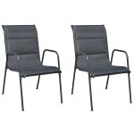 NNEVL Stackable Garden Chairs 2 pcs Steel and Textilene Black