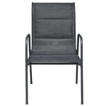 NNEVL Stackable Garden Chairs 2 pcs Steel and Textilene Black - Image 2