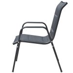 NNEVL Stackable Garden Chairs 2 pcs Steel and Textilene Black - Image 4