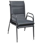 NNEVL Stackable Garden Chairs 2 pcs Steel and Textilene Black - Image 5