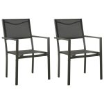 NNEVL Garden Chairs 2 pcs Textilene and Steel Black and Anthracite