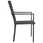 NNEVL Garden Chairs 2 pcs Textilene and Steel Black and Anthracite - Image 3