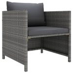 NNEVL Garden Sofa with Cushions Grey Poly Rattan