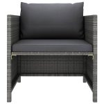 NNEVL Garden Sofa with Cushions Grey Poly Rattan - Image 2