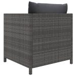 NNEVL Garden Sofa with Cushions Grey Poly Rattan - Image 4