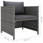 NNEVL Garden Sofa with Cushions Grey Poly Rattan - Image 5