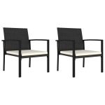 NNEVL Garden Dining Chairs 2 pcs Poly Rattan Black