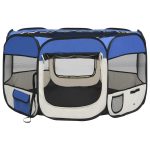 NNEVL Foldable Dog Playpen with Carrying Bag Blue 110x110x58 cm - Image 3