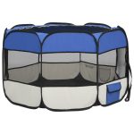 NNEVL Foldable Dog Playpen with Carrying Bag Blue 110x110x58 cm - Image 4
