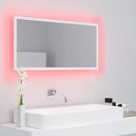 NNEVL LED Bathroom Mirror White 90x8.5x37 cm Chipboard - Image 3