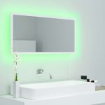 NNEVL LED Bathroom Mirror White 90x8.5x37 cm Chipboard - Image 4