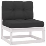 NNEVL Garden Middle Sofa with Anthracite Cushions White Solid Pinewood
