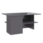NNEVL Coffee Table High Gloss Grey 90x60x46.5 cm Chipboard - Image 2