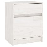 NNEVL Bedside Cabinet White 40x31x50 cm Solid Pinewood - Image 2