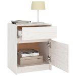 NNEVL Bedside Cabinet White 40x31x50 cm Solid Pinewood - Image 3