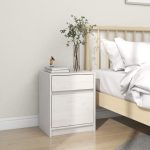 NNEVL Bedside Cabinet White 40x31x50 cm Solid Pinewood