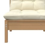 NNEVL Garden Middle Sofa with Cushions Honey Brown Solid Pinewood - Image 4