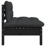 NNEVL Garden Middle Sofa with Cushions Black Solid Pinewood - Image 2