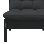 NNEVL Garden Middle Sofa with Cushions Black Solid Pinewood - Image 3