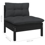 NNEVL Garden Middle Sofa with Cushions Black Solid Pinewood - Image 5