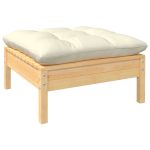 NNEVL Garden Footstool with Cream Cushion Solid Pinewood