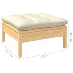 NNEVL Garden Footstool with Cream Cushion Solid Pinewood - Image 5