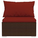 NNEVL Garden Middle Sofa with Cushions Brown Poly Rattan - Image 4