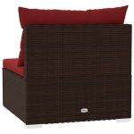 NNEVL Garden Middle Sofa with Cushions Brown Poly Rattan - Image 5