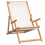 NNEVL Folding Beach Chair Solid Wood Teak Cream - Image 2