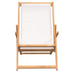 NNEVL Folding Beach Chair Solid Wood Teak Cream - Image 3